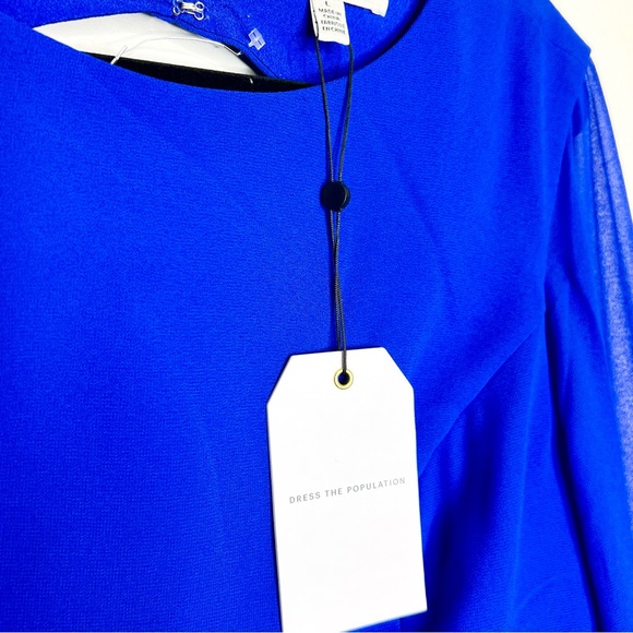 Dress the Population Paola Fit and Flare Mini Dress in Blue Size Large - Picture 8 of 10